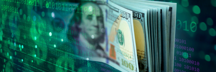 Binary code background with dollars Binary code background with dollars